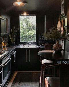 A dark kitchen that can make some people feel claustrophobic