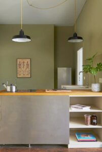 Kitchen with a statement-making lighting fixture
