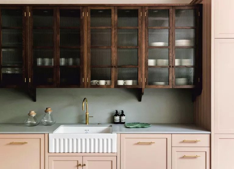 Blush pink accents in a kitchen