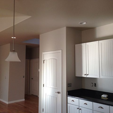 A kitchen painted London Fog by Benjamin Moore