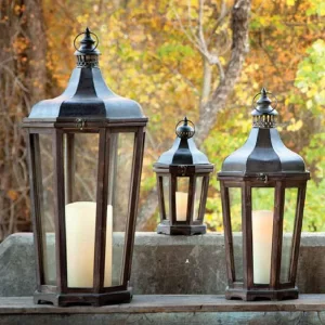Three lanterns placed outdoor