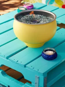 An outdoor fire bowl